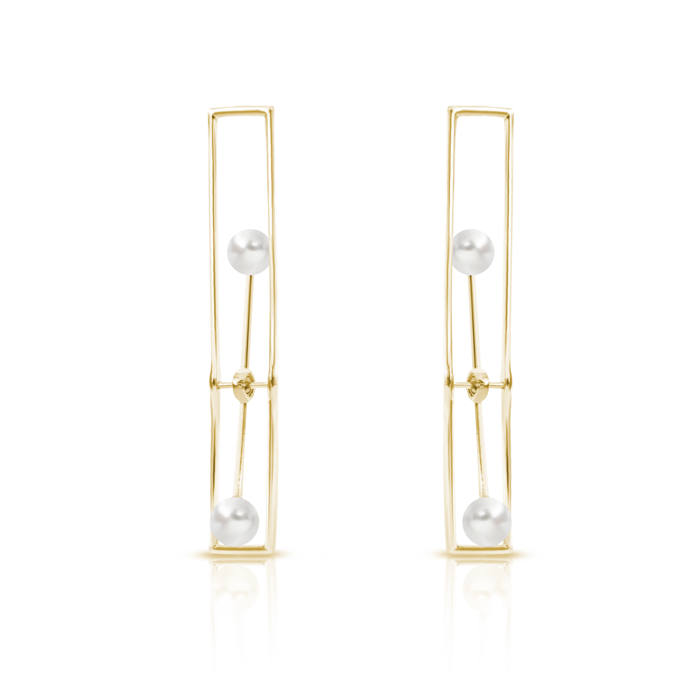 Trapped Pearl Gold Earrings