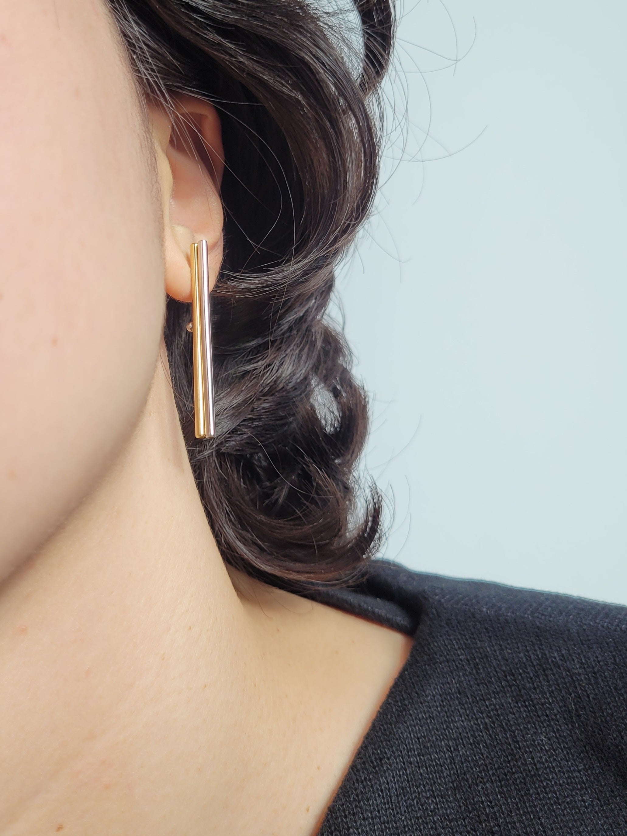 Mini Tick Tock Two-Tone Earrings