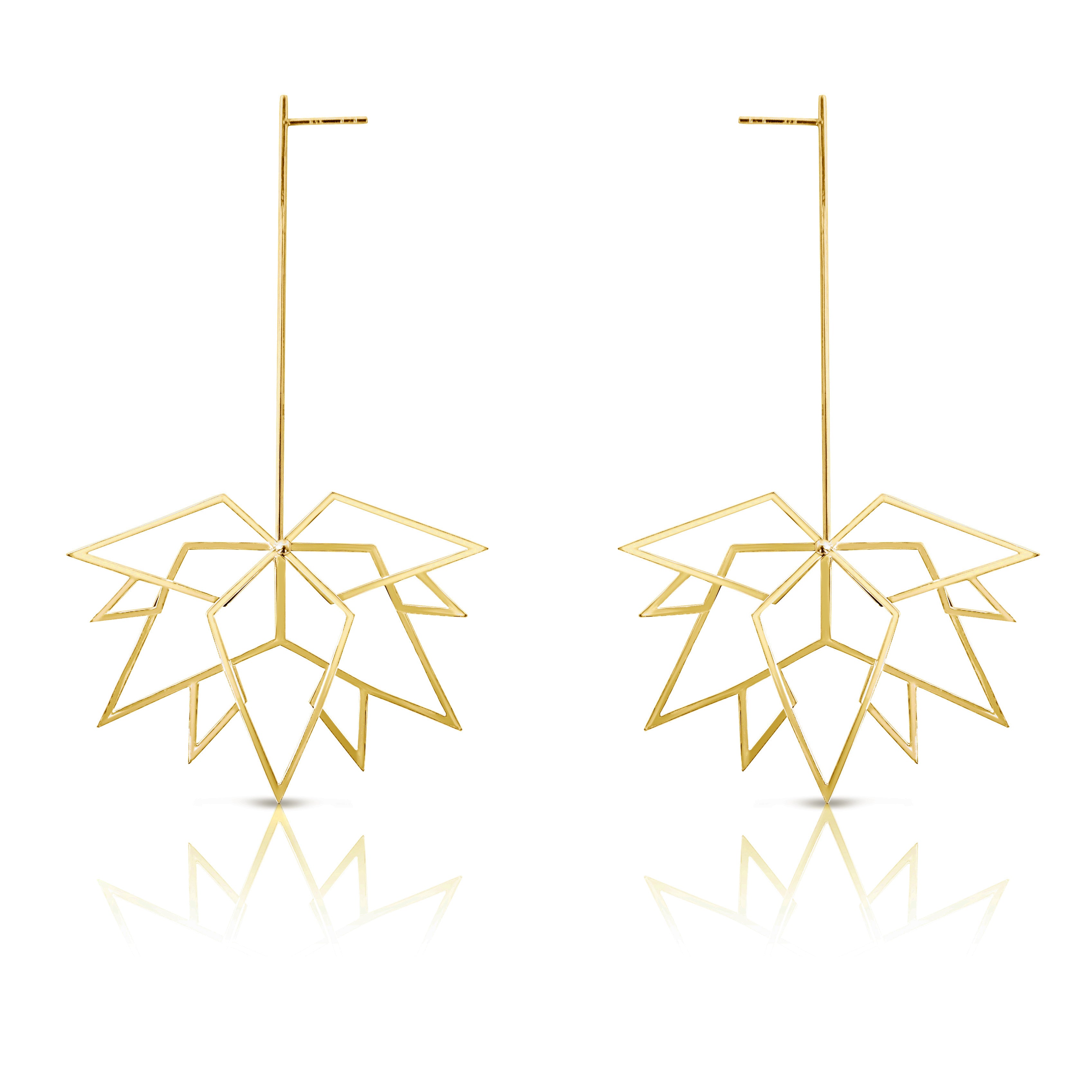 Maple Leaf Yellow Gold Earrings