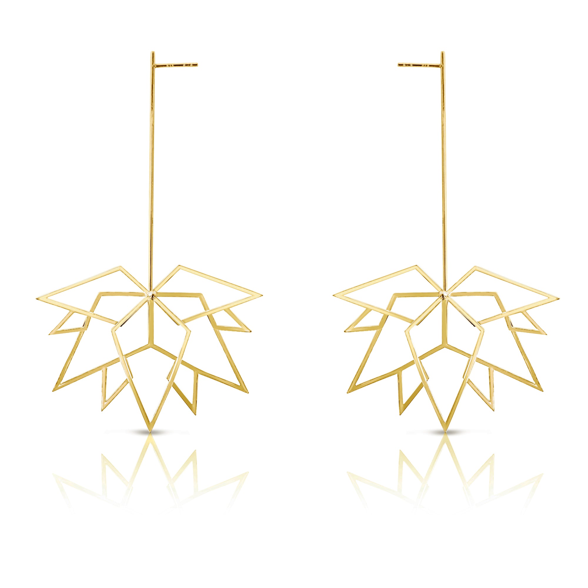 Maple Leaf Yellow Gold Earrings